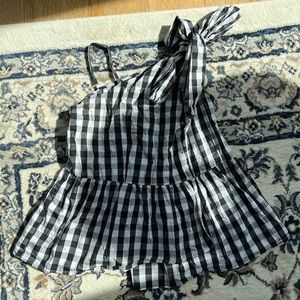 Gingham Tie-Shoulder Top